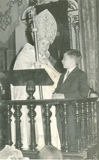 Young Bert with the bishop in Terceira
